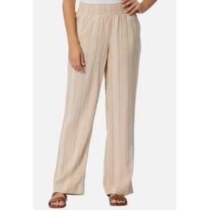 Briggs  Beige Striped Wide-Leg Elastic-Waist Pants